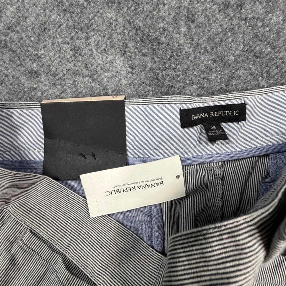 Banana Republic Mens Seersucker Pinstripe Shorts Blue White Size 35 100103-00-1
